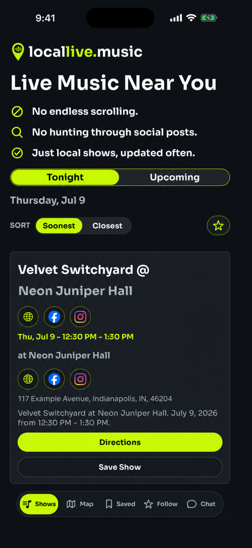 locallive.music Tonight show list